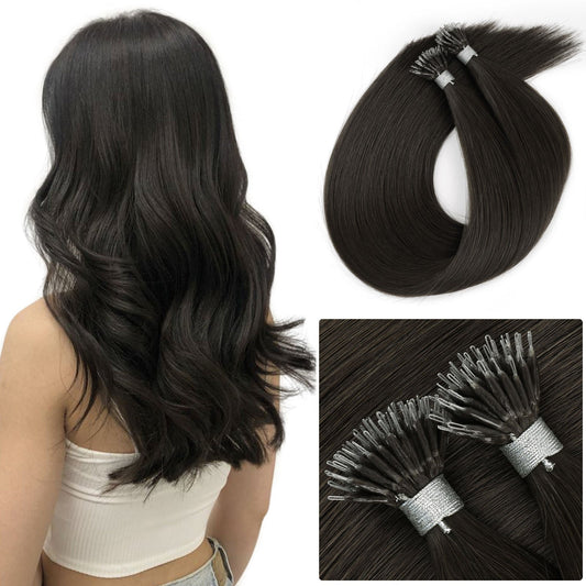 Virgin Nano Ring Hair Extensions 1B# Off Black