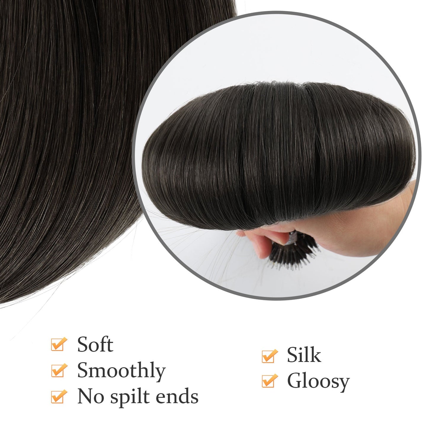 Virgin Nano Ring Hair Extensions 1B# Off Black