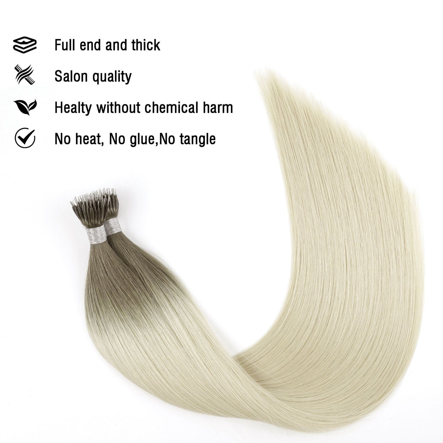 Virgin Nano Ring Hair Extensions Ombre T16A/60A#