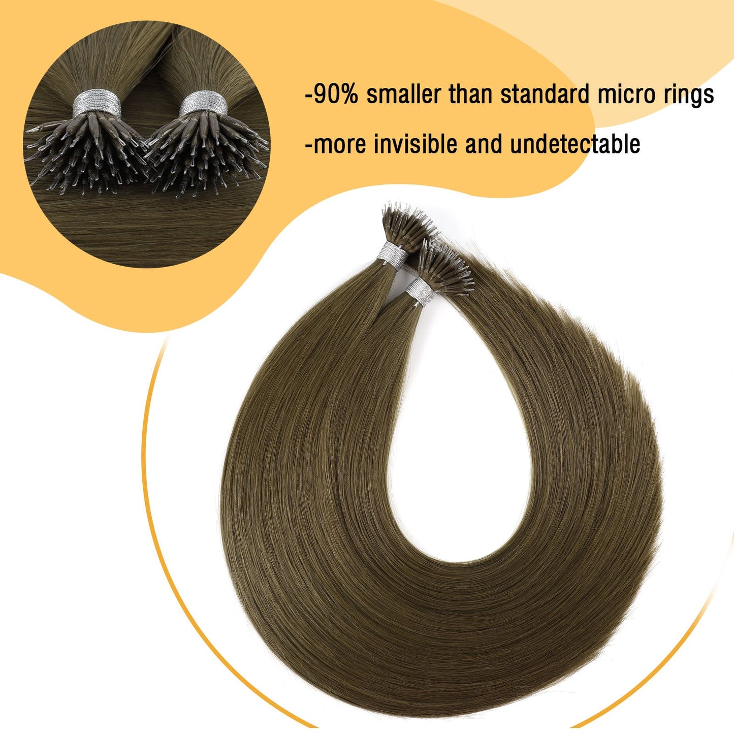 Virgin Nano Ring Hair Extensions 3# Medium Ash Brown