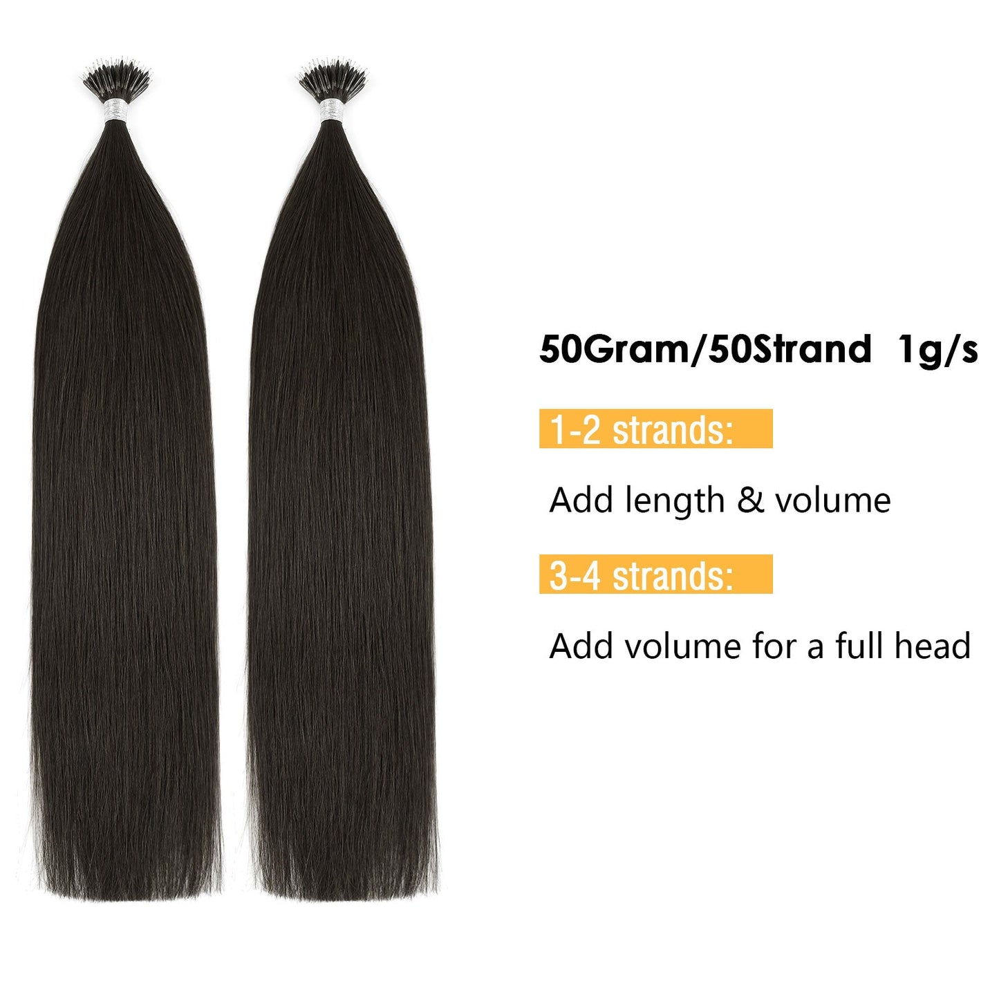Virgin Nano Ring Hair Extensions 1B# Off Black