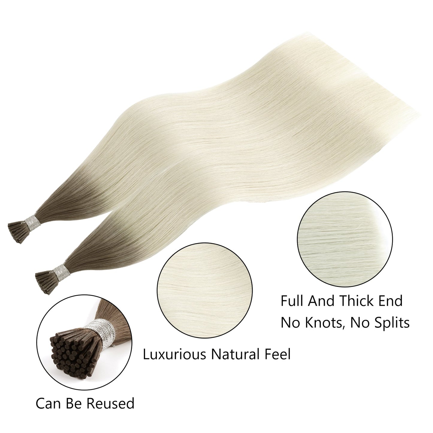 I Tip Hair Extensions Virgin Hair Ombre T16A/60A#