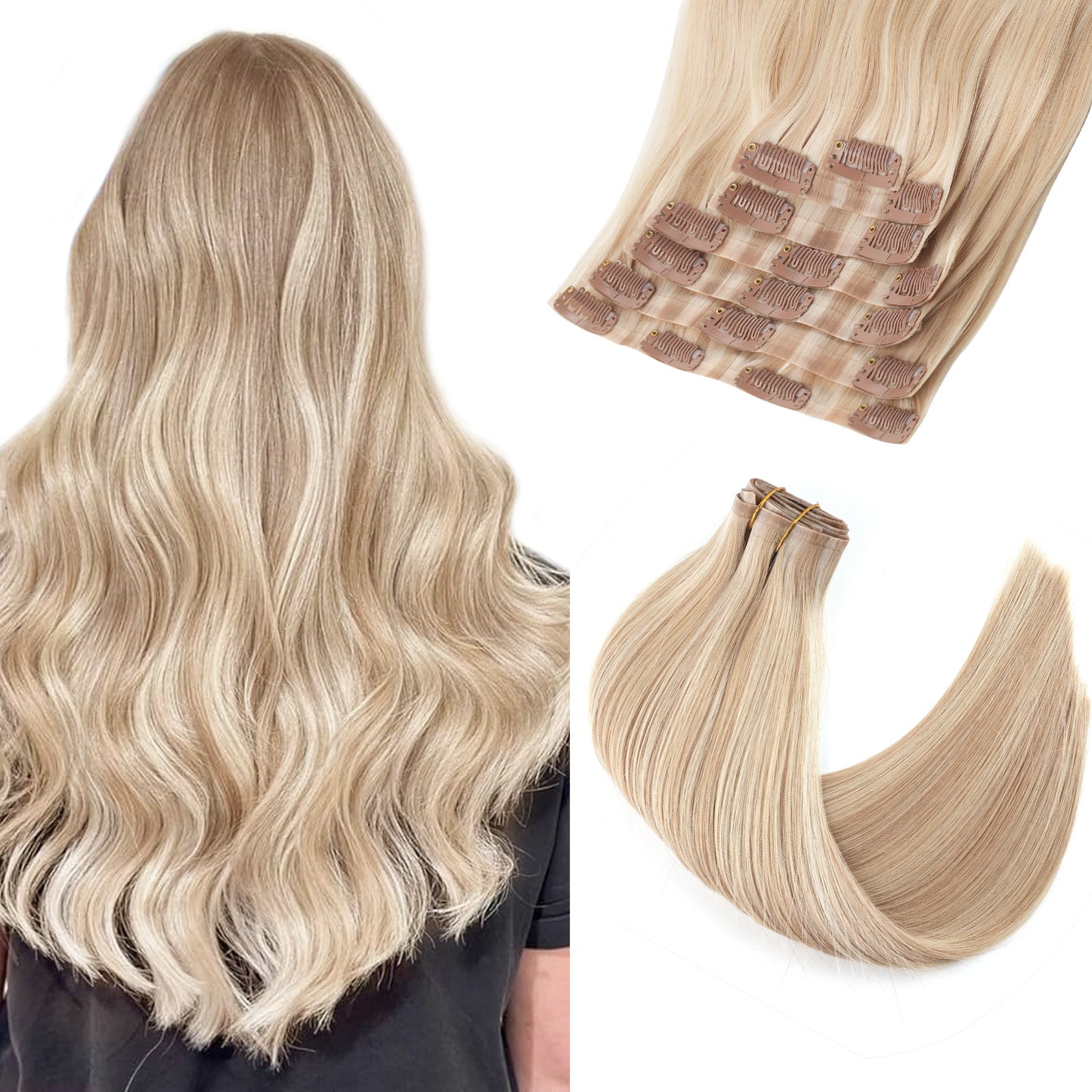 Seamless PU Clip in Extensions Virgin Hair Highlights P18A/60A#