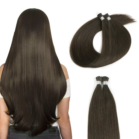 I Tip Hair Extensions Virgin Hair 2A# Dark Chocolate Brown