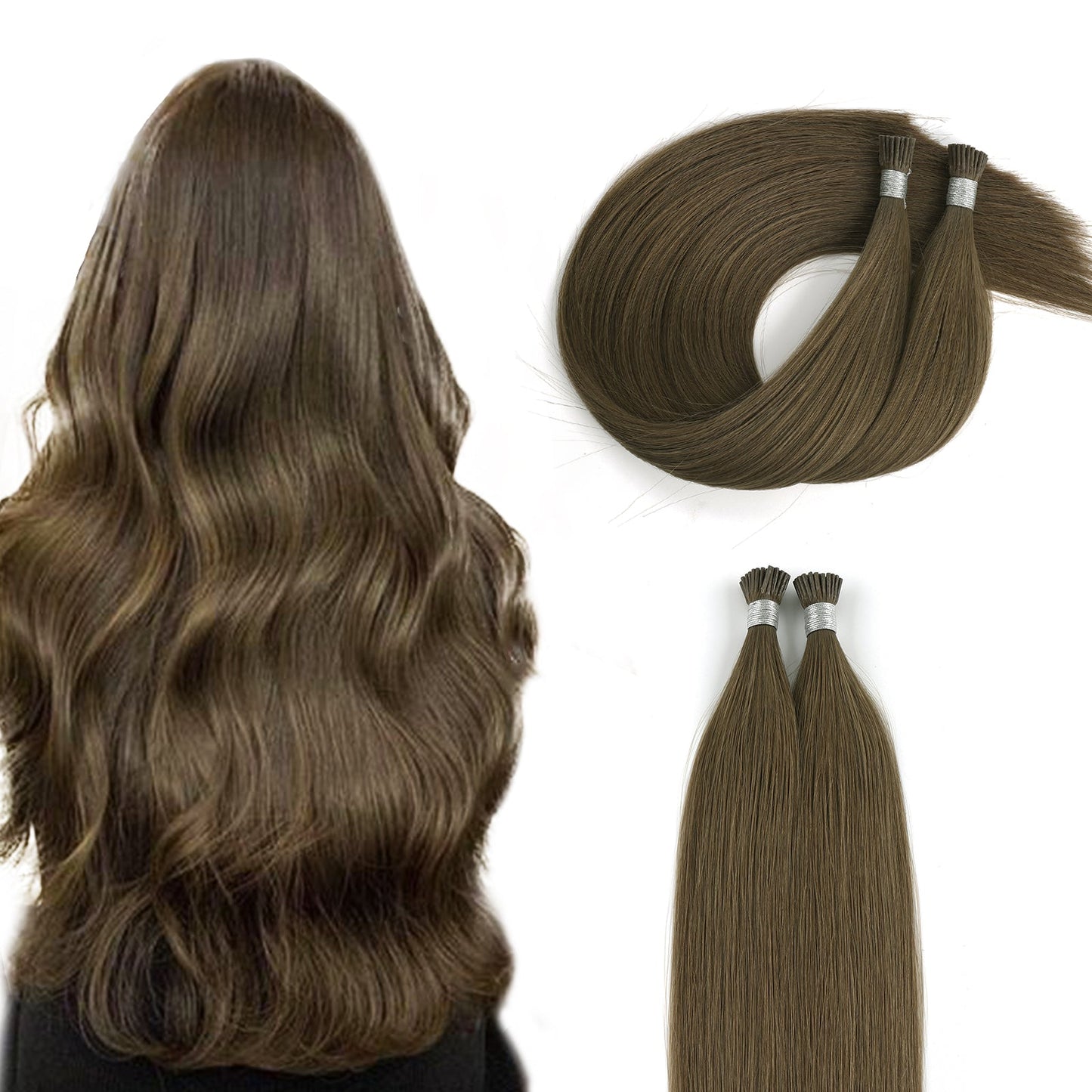 I Tip Hair Extensions Virgin Hair 3# Medium Ash Brown
