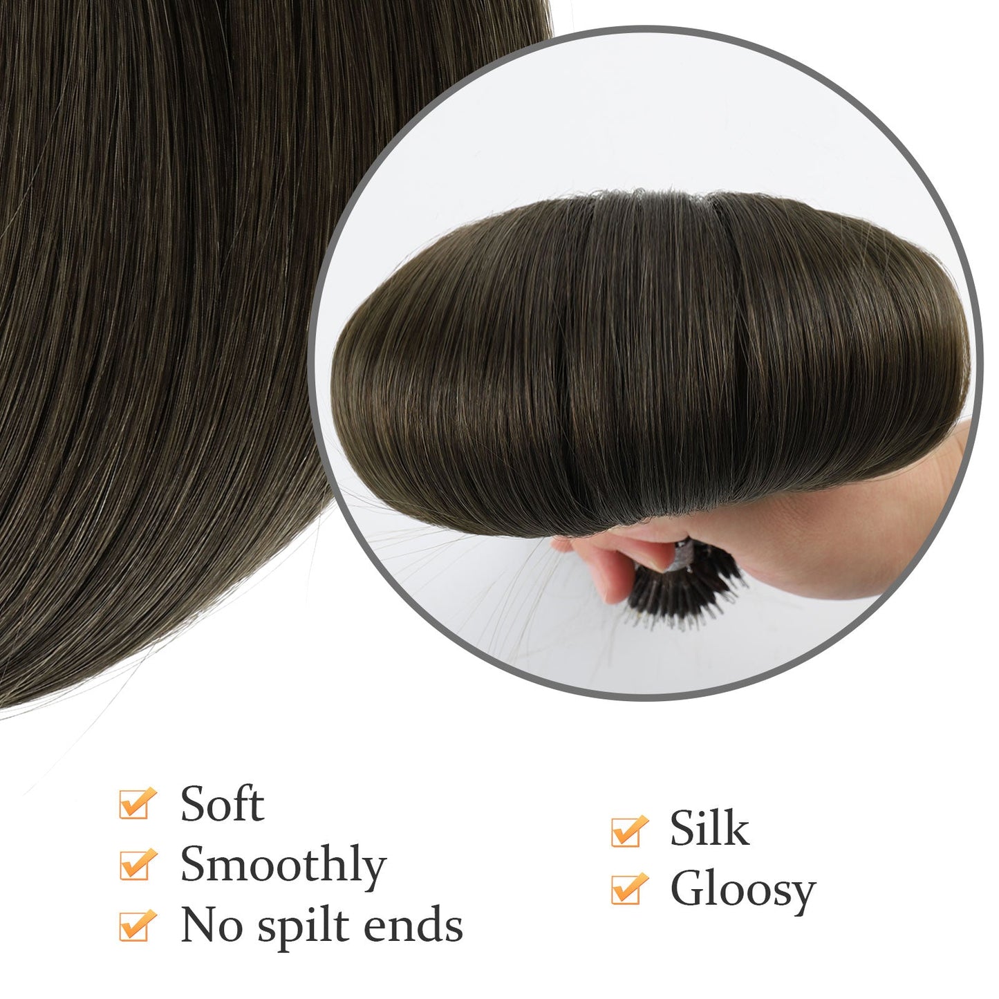 Virgin Nano Ring Hair Extensions 2A# Dark Chocolate Brown