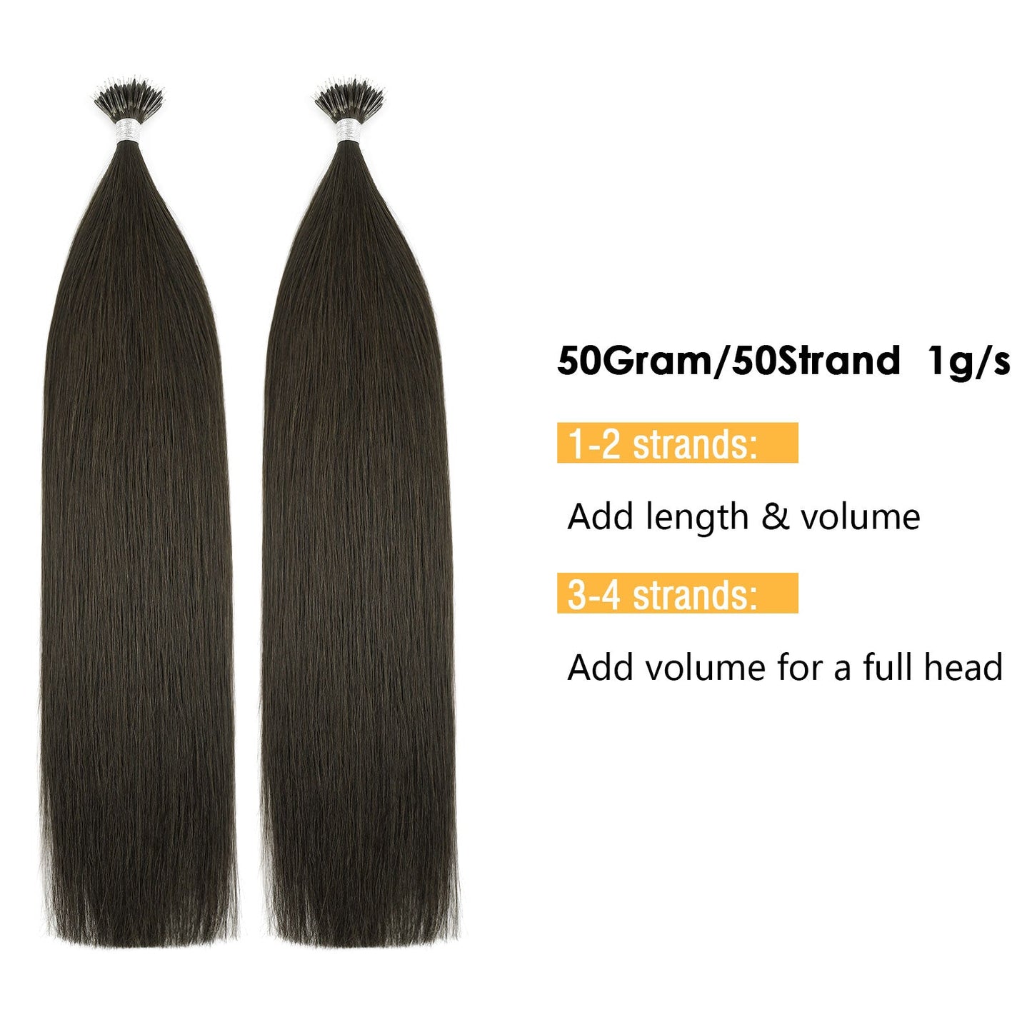 Virgin Nano Ring Hair Extensions 2A# Dark Chocolate Brown