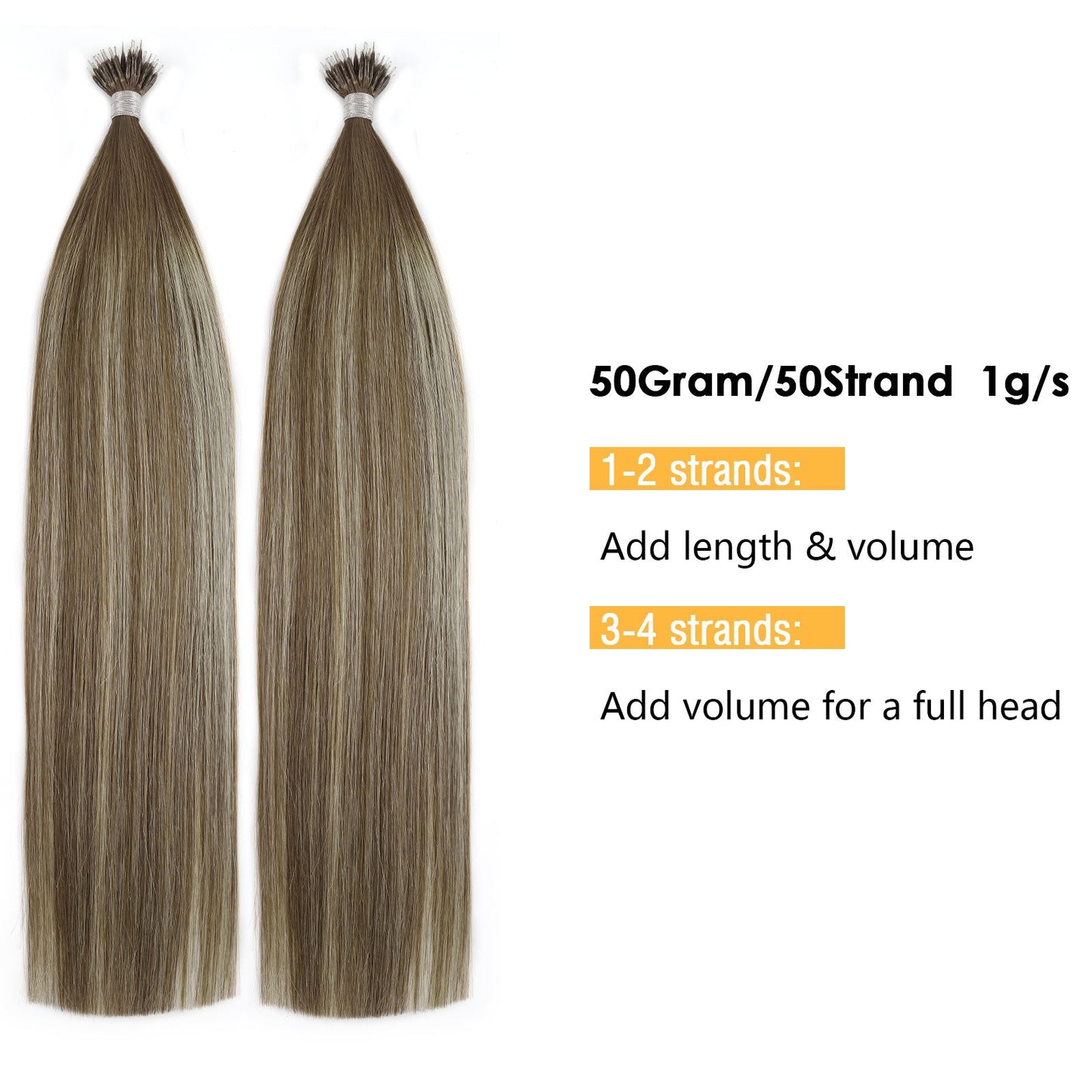 Virgin Nano Ring Hair Extensions Rooted Highlight R3-P3/60#