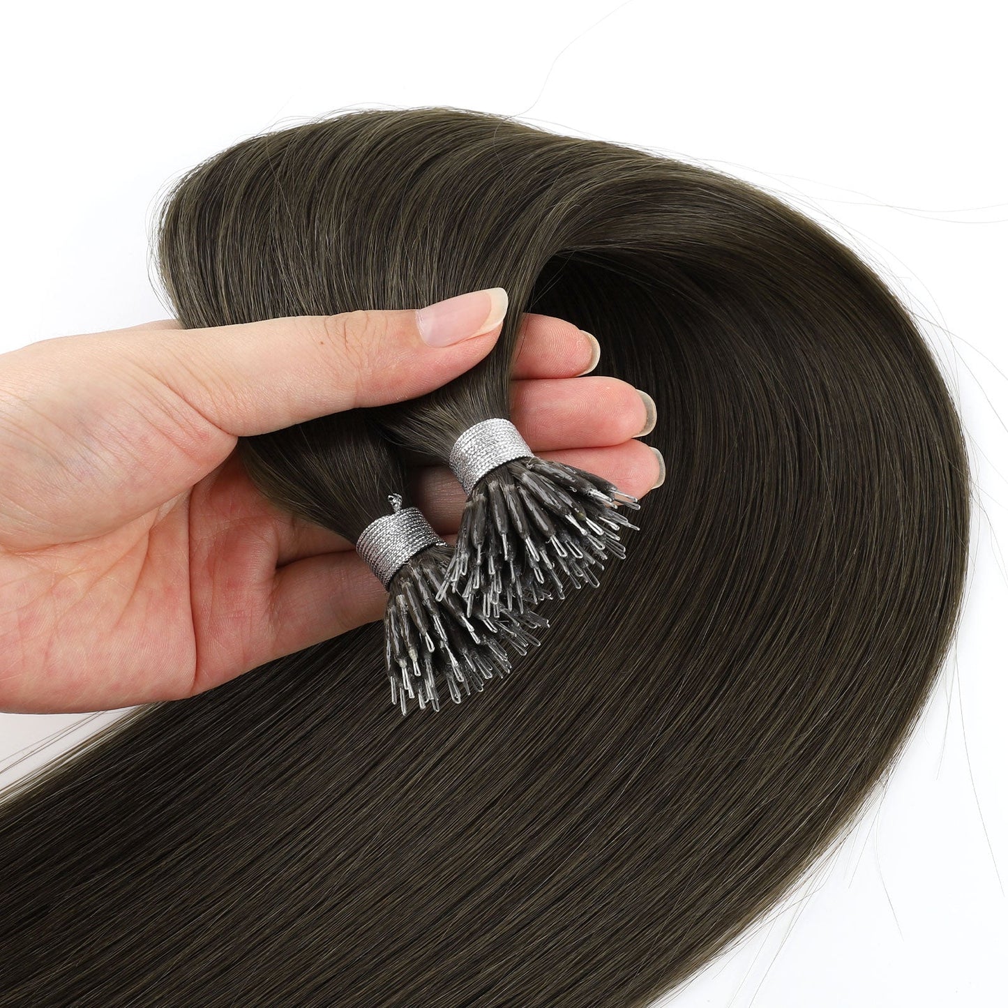 Virgin Nano Ring Hair Extensions 2A# Dark Chocolate Brown