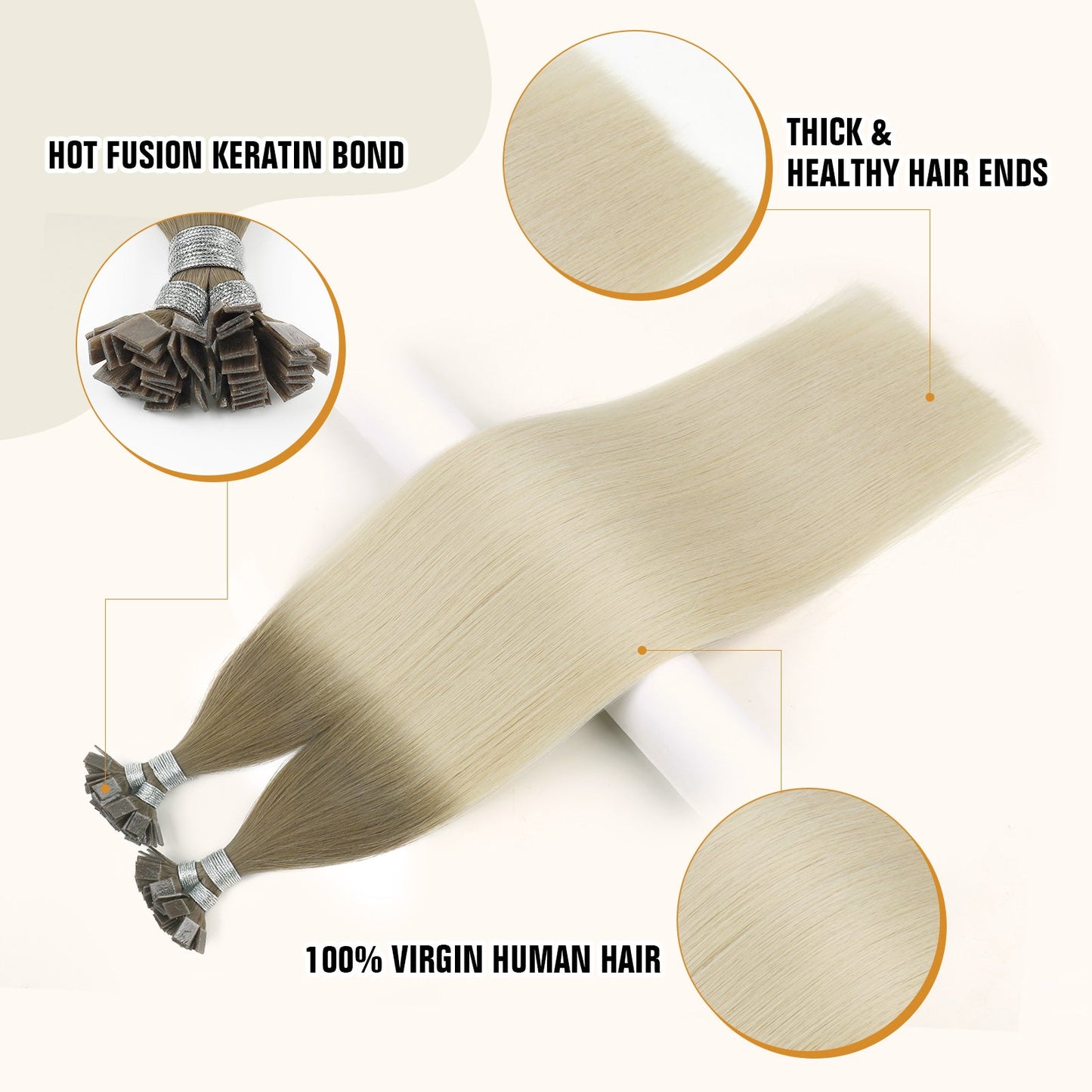 Keratin Bond Extensions Virgin Hair Ombre Color T9/60#